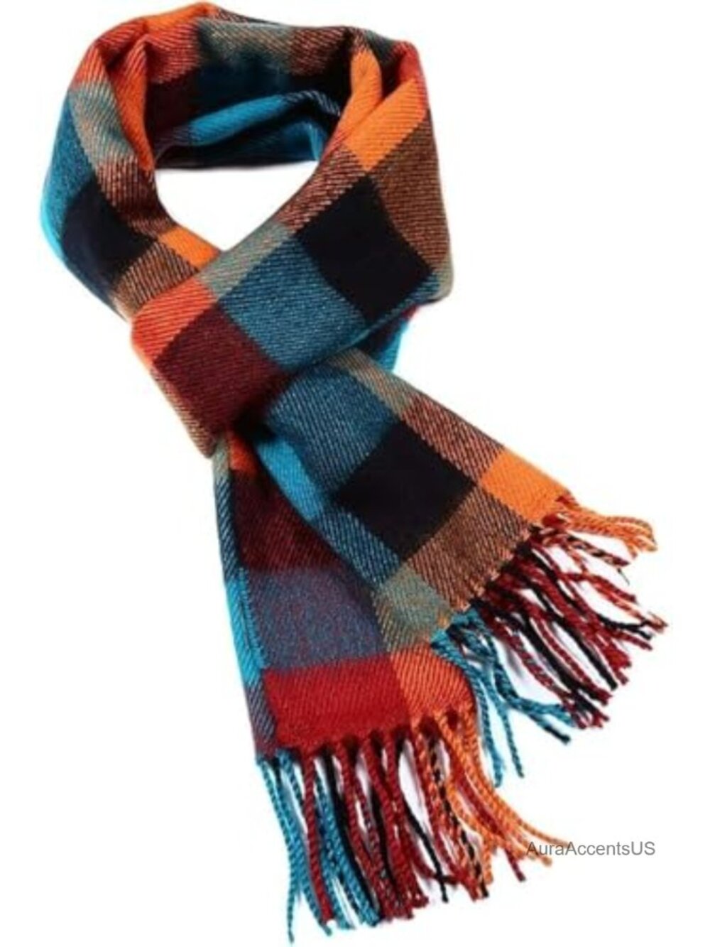 Men's Classic Plaid Scarf, 100% Acrylic, Lightweight Soft-Touch Winter